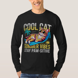 Summer Cat Cool Beach Vibes Funny Cat Lover Gift  T-Shirt