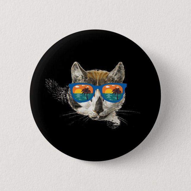 Summer Cat  Funny Cat Button (Front)