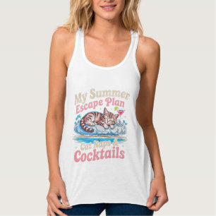Summer Cat Funny Tropical Gift - Retro Cat Naps Tank Top