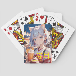 summer cat Girl Poker Cards