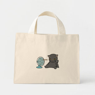 summer cats design infront of fan dogs design mini tote bag