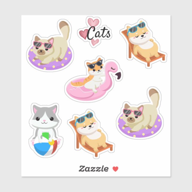 Summer Cats Sticker (Sheet)