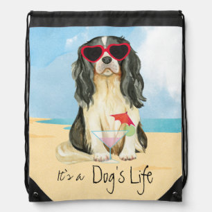 Summer Cavalier King Charles Spaniel Drawstring Bag