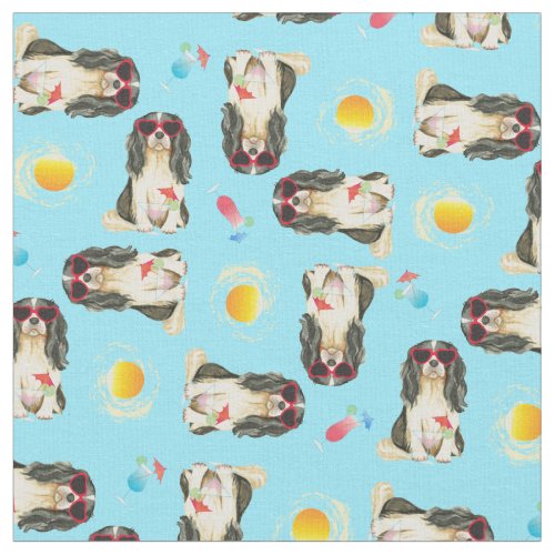 Summer Cavalier King Charles Spaniel Fabric