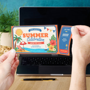 Summer Celebration Birthday Party Raffle Tickets