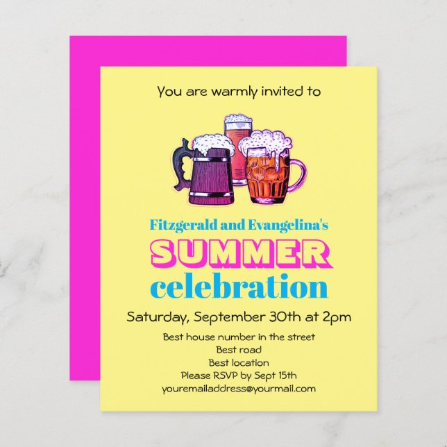 Summer Celebration Party Invitation (Front/Back)