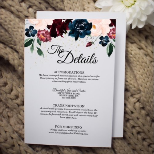 Summer Celebration Wedding Details Enclosure Card