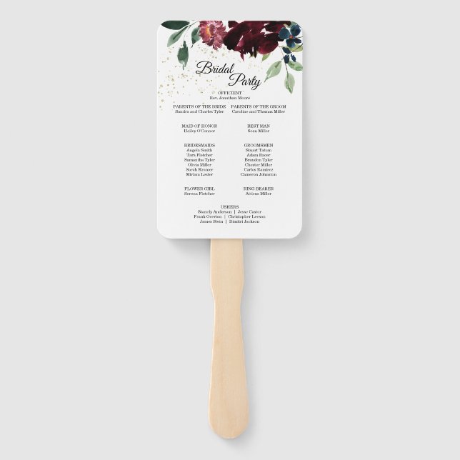 Summer Celebration Wedding Program Hand Fan (Back)