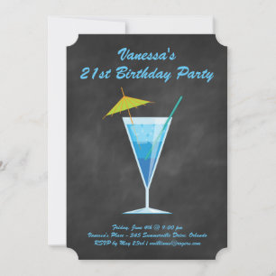 Summer Chalkboard 21st Birthday Party Invitation
