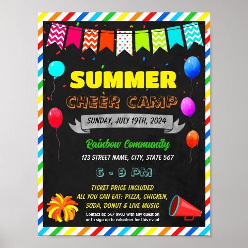 Summer cheerleading camp event template poster