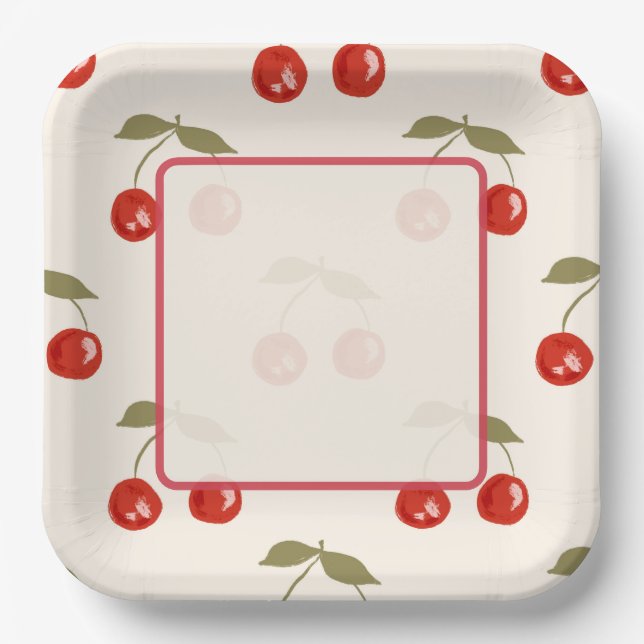 Summer Cherries Paper Plates (Front)