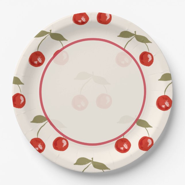 Summer Cherries Paper Plates (Front)