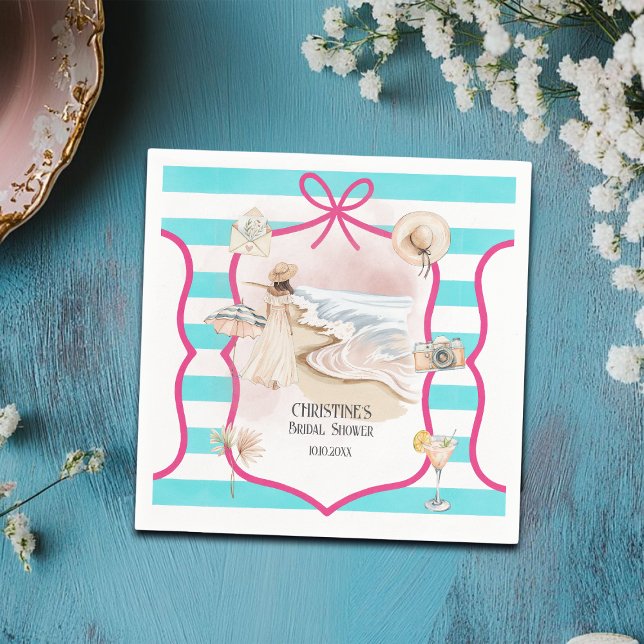 Summer Chic Beach and Waves Bridal Shower Napkins (Creator Uploaded)