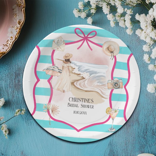 Summer Chic Beach and Waves Bridal Shower Paper Plates (Creator Uploaded)