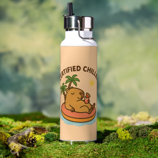 Summer Chill Capybara – Cute Tropical Water Bottle