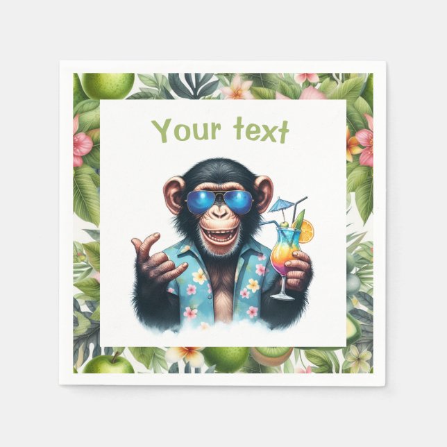 Summer Chill Chimp Chillin - Sunglasses & Cocktail Napkins (Front)
