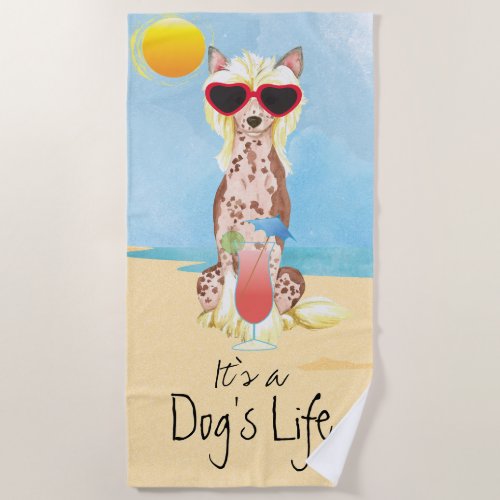 Summer Chinese Crested Beach Towel