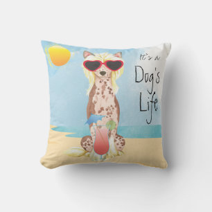 Summer Chinese Crested Outdoor Pillow