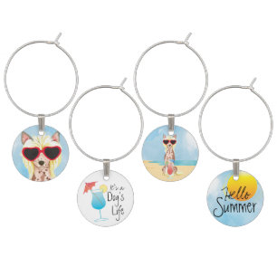 Summer Chinese Crested Wine Charm