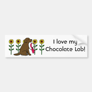 Summer Chocolate Labrador with Sunflowers Bumper Sticker
