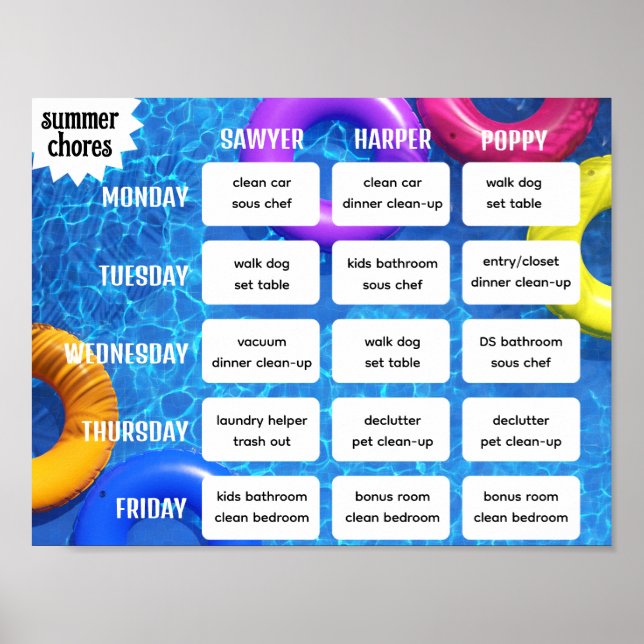 Summer Chore Chart (Front)