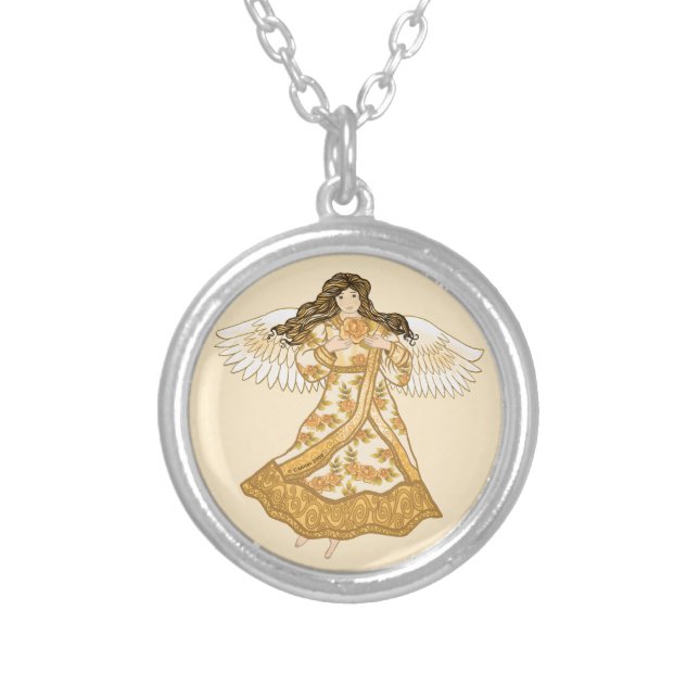 Summer Christian angel Silver Plated Necklace (Front)