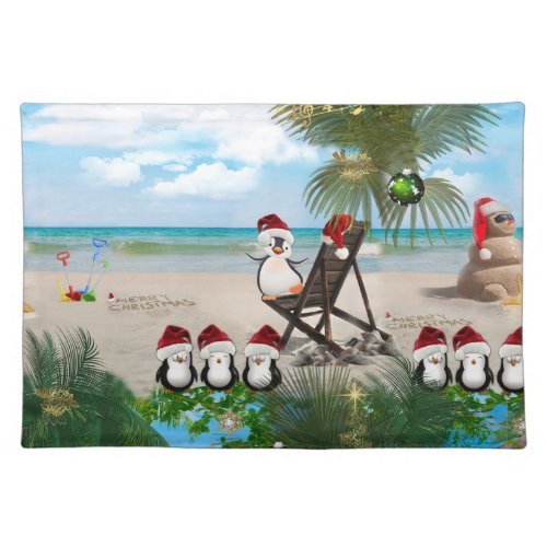 Summer Christmas Baby on the Beach repeat Design Cloth Placemat