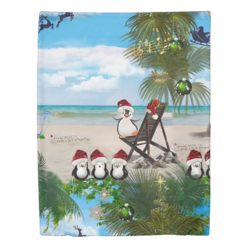 Summer Christmas Baby on the Beach repeat Design Duvet Cover