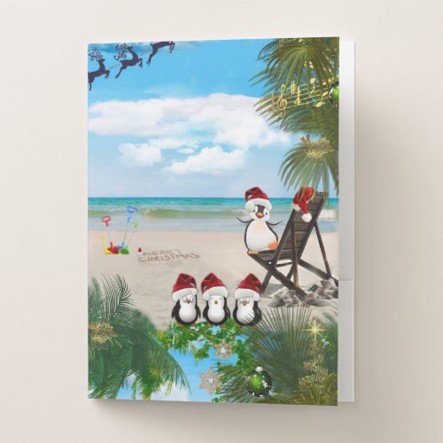Summer Christmas Baby on the Beach repeat Design Pocket Folder