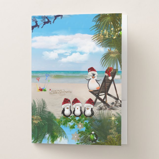 Summer Christmas Baby on the Beach repeat Design Pocket Folder (Front)