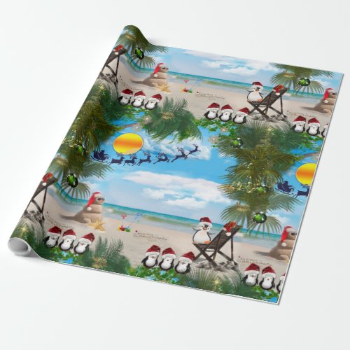 Summer Christmas Baby on the Beach repeat Design Wrapping Paper