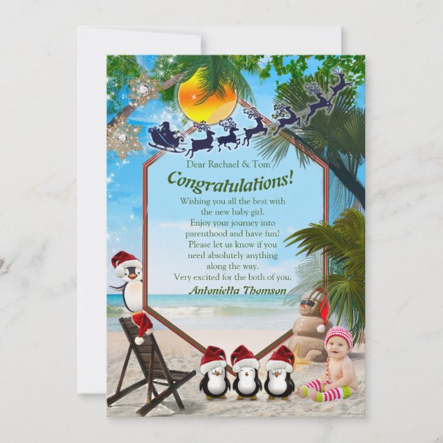 Summer Christmas Baby Shower Congrats card (Front)