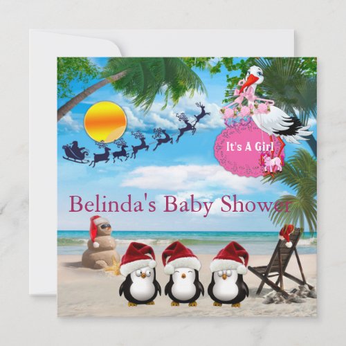 Summer Christmas Baby Shower Invitation