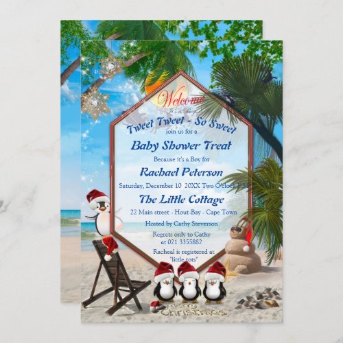 Summer Christmas Baby Shower Invitation