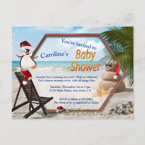 Summer Christmas Baby Shower Invitation Postcard