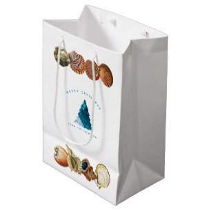 Summer Christmas Beach Seashell Custom Name Medium Gift Bag