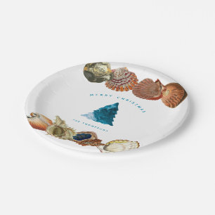 Summer Christmas Beach Seashell Custom Name  Paper Plates