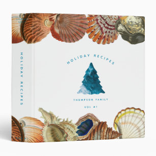Summer Christmas Beach Seashell Holiday Recipes 3 Ring Binder