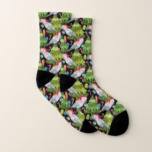 Summer Christmas Cockatoo Pattern Socks