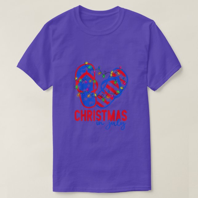 Summer Christmas In July Sandal 4th Of July Americ T-Shirt (Design Front)