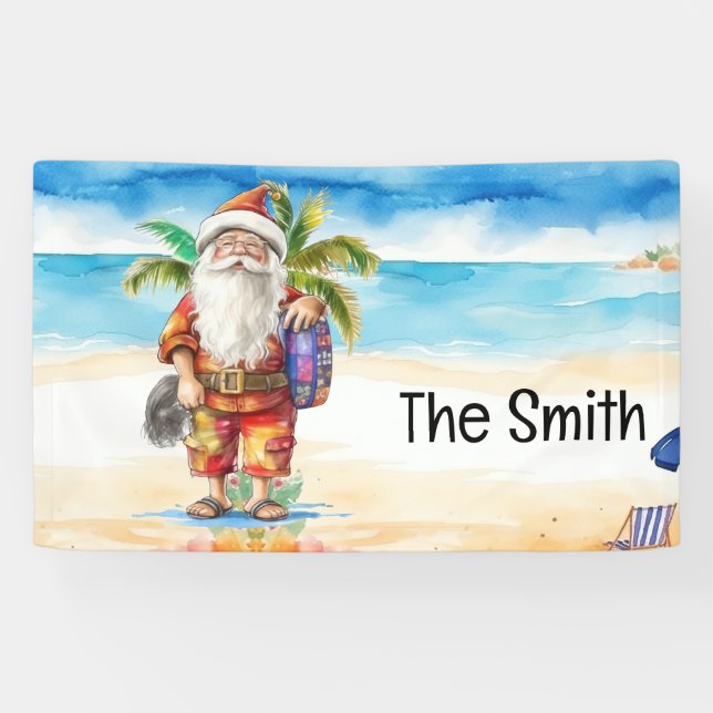Summer Christmas  in July  Santa Claus on beach  Banner (Horizontal)