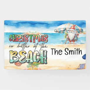 Summer Christmas  in July  Santa Claus on beach  Banner