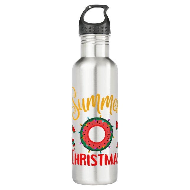 Summer Christmas July Stainless Steel Water Bottle (Front)