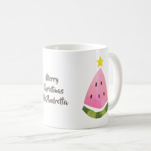 Summer Christmas Watermelon Tree Message Cup Mug