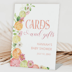 Summer Citrus Baby Shower Cards and Gifts Pedestal Sign