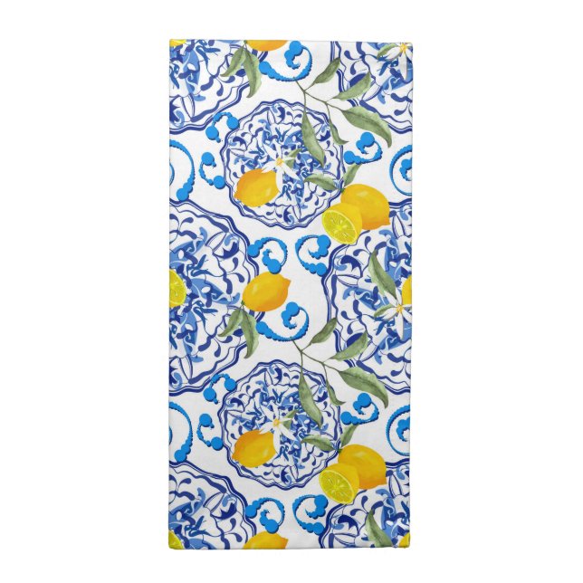 Summer ,citrus,boho ,bohemian,floral Mediterranean Cloth Napkin (Half Fold)