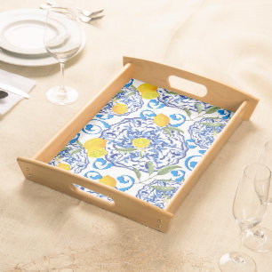 Summer citrus,boho ,bohemian,floral Mediterranean Serving Tray