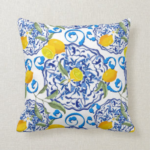 Summer citrus,boho ,bohemian,floral Mediterranean Throw Pillow