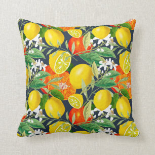 Summer ,citrus,boho ,bohemian,floral Mediterranean Throw Pillow