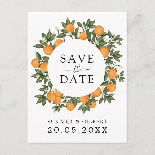 Summer Citrus Clementine Wedding Save the Date Announcement Postcard